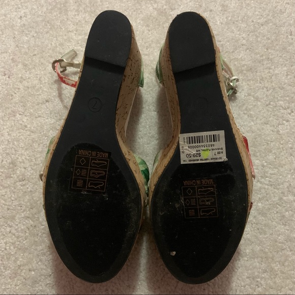 Floral Print Cork Wedges - Picture 4 of 13